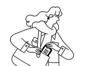 スマホひとつで持ち物が少ないイラスト