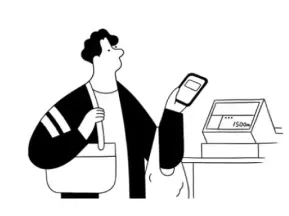 お店でのタッチ決済イラスト