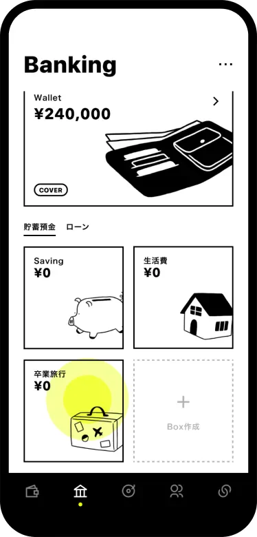 「卒業旅行」Boxをタップする画面