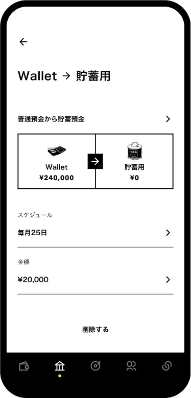 自動振替機能で貯蓄も自動化