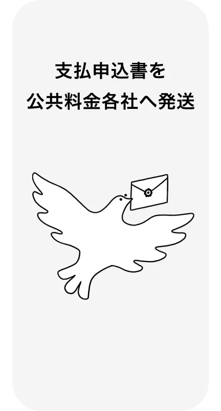 支払申込書を公共料金各社へ発送