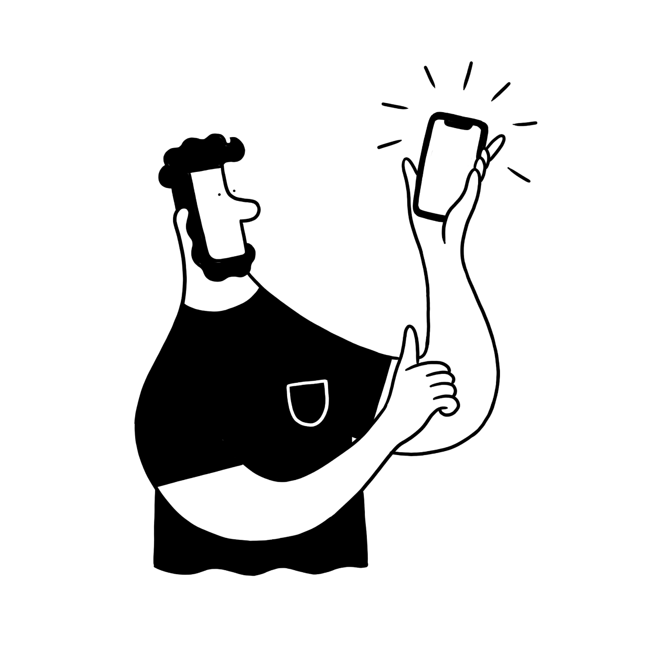 スマホを使ってる人のイラスト