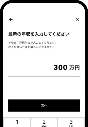 必要事項を入力する画面