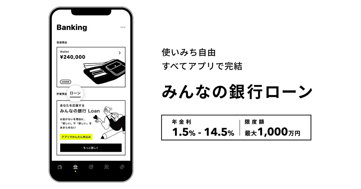 アプリで完結!「みんなの銀行ローン」3つの特徴